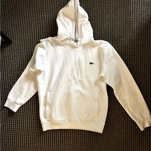 Lacoste White Drawstring Hoodie